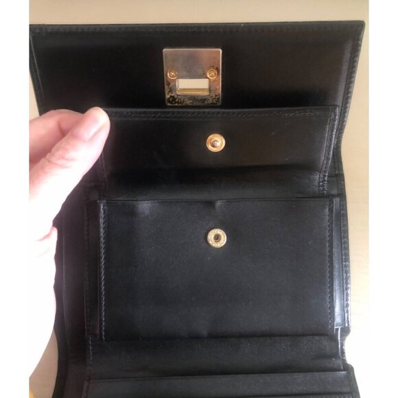 SALVATORE FERRAGAMO Trifold Wallet Gancini Canvas Leather Black - Picture 10 of 16